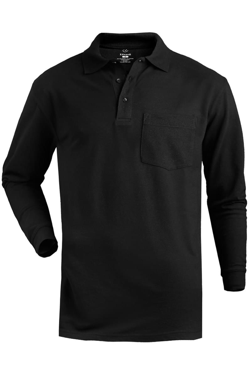 BLENDED PIQUE LONG SLEEVE POLO WITH POCKET