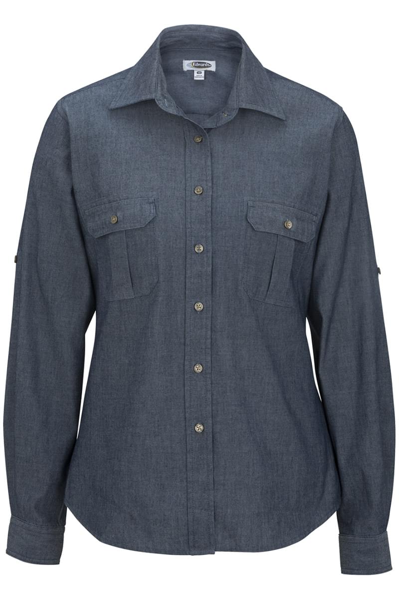 LADIES' CHAMBRAY ROLL UP SLEEVE SHIRT