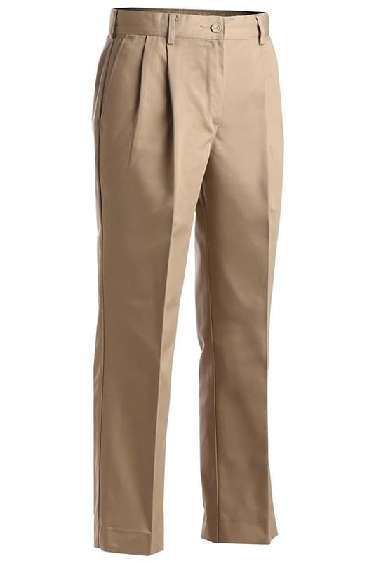 LADIES' BLENDED CHINO PLEATED PANT